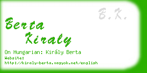 berta kiraly business card